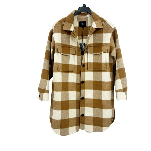 Rails Jaro Coat Ivory Camel Buffalo Check Wool Blend Size L NWT - Picture 6 of 14
